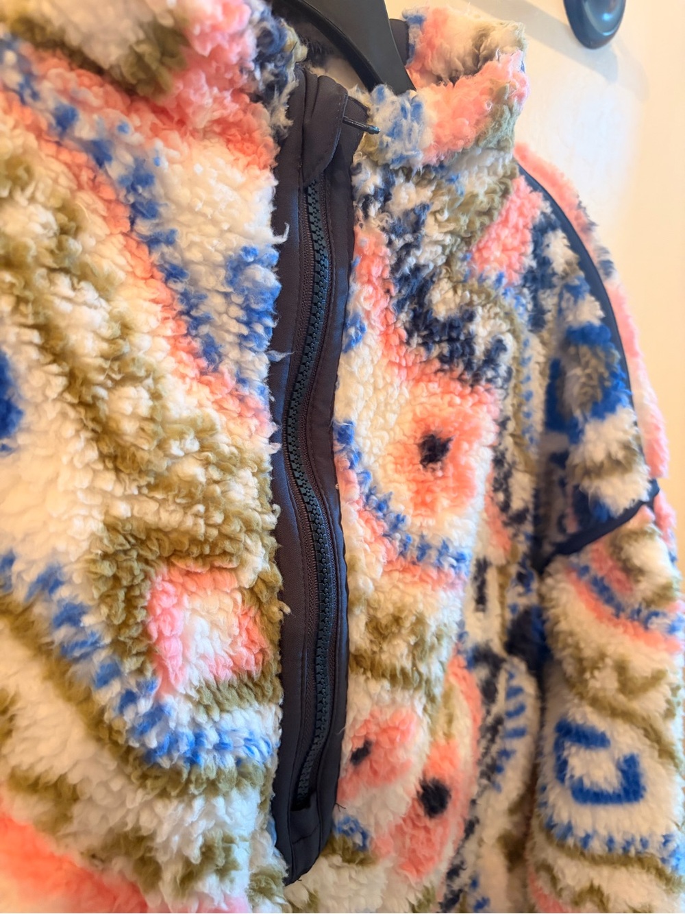 SO Multicolor Patterned Teddy Quarter-Zip Jacket - Picture 2 of 7